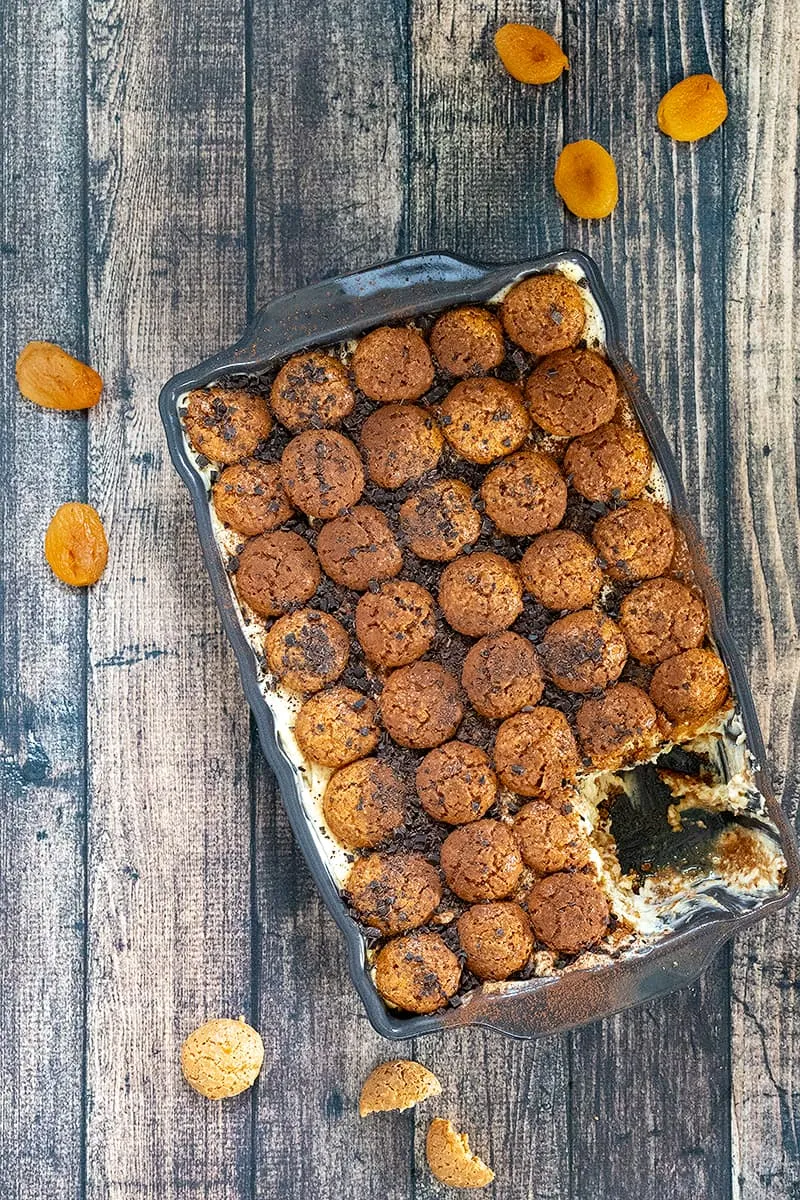 Amaretti tiramisu - heerlijk met amandelkoekjes en abrikoos