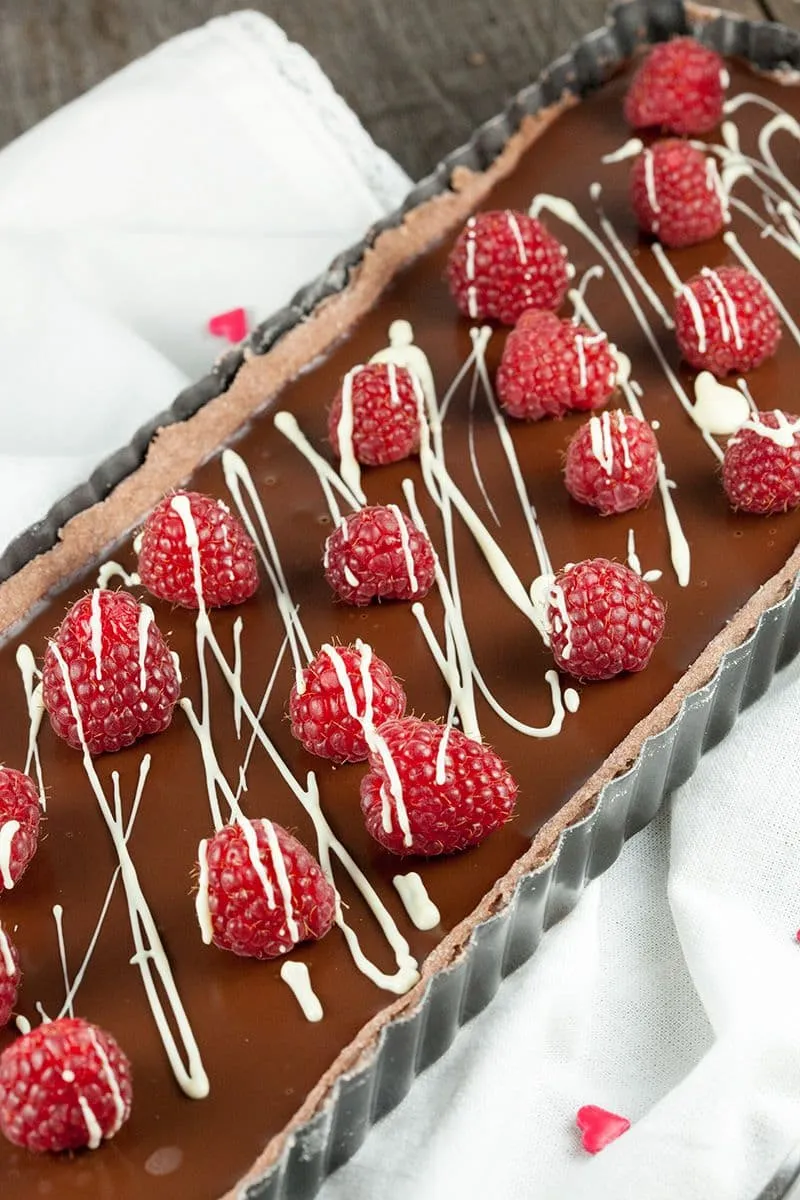 Chocoladetaart met frambozen