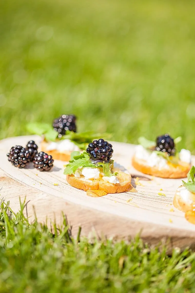 Crostini met geitenkaas en wilde bramen