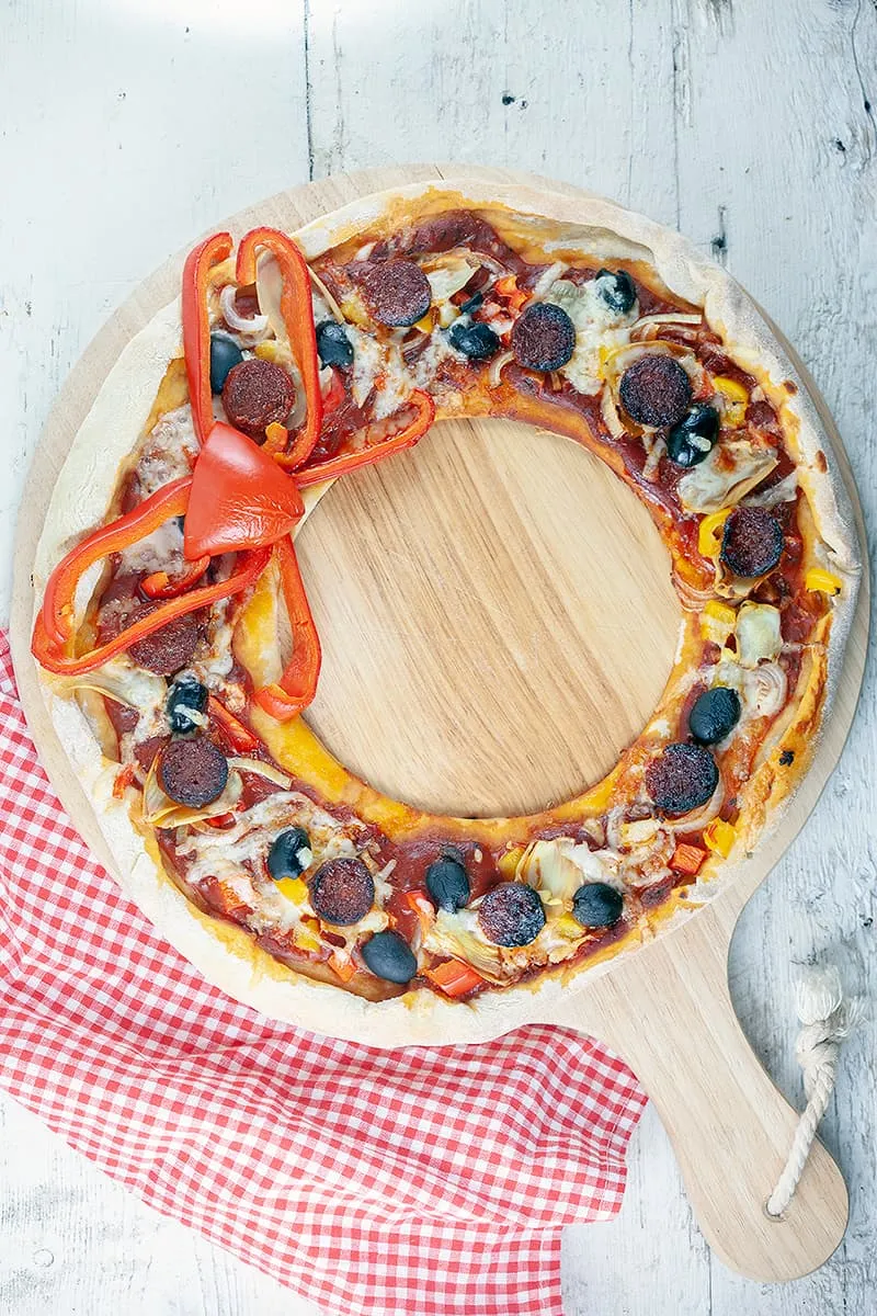 Kerstkrans pizza