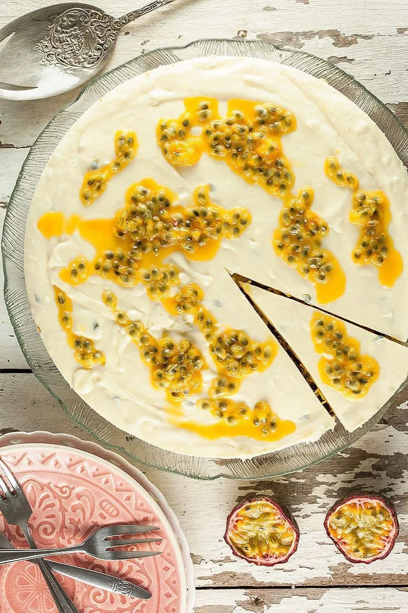 No-bake passievrucht cheesecake