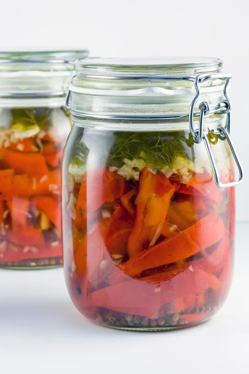 Ingeweckte geroosterde paprika's