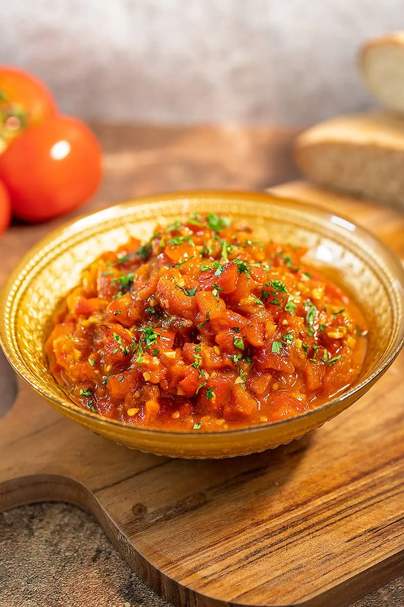 Taktouka (Marokkaanse salade van paprika en tomaat)