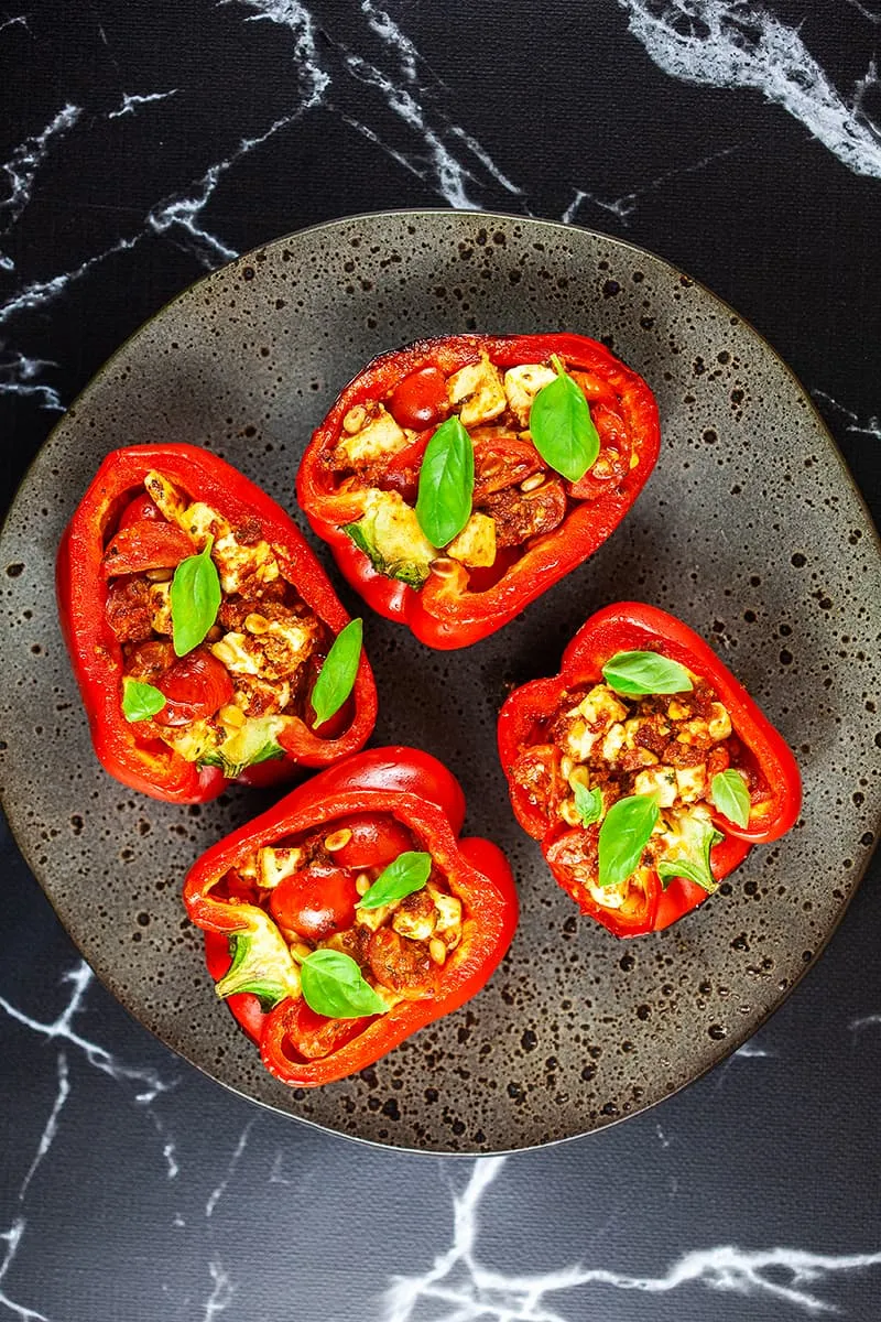 Gevulde paprika van de bbq