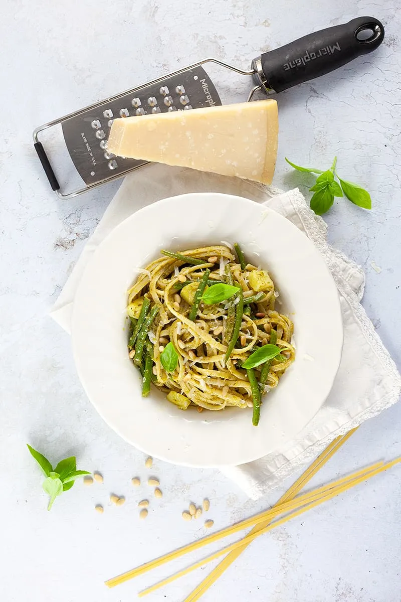 Trenette met pesto en sperziebonen