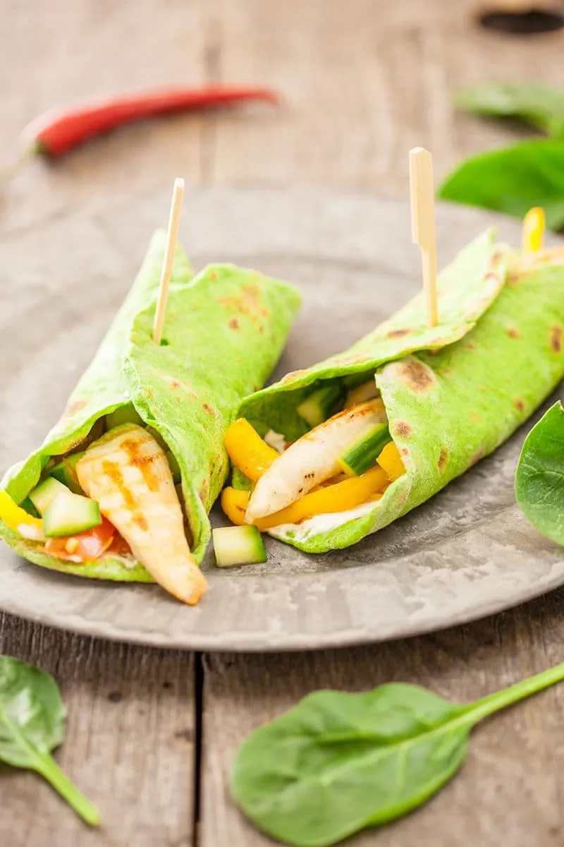 Tortillas gemaakt van spinazie