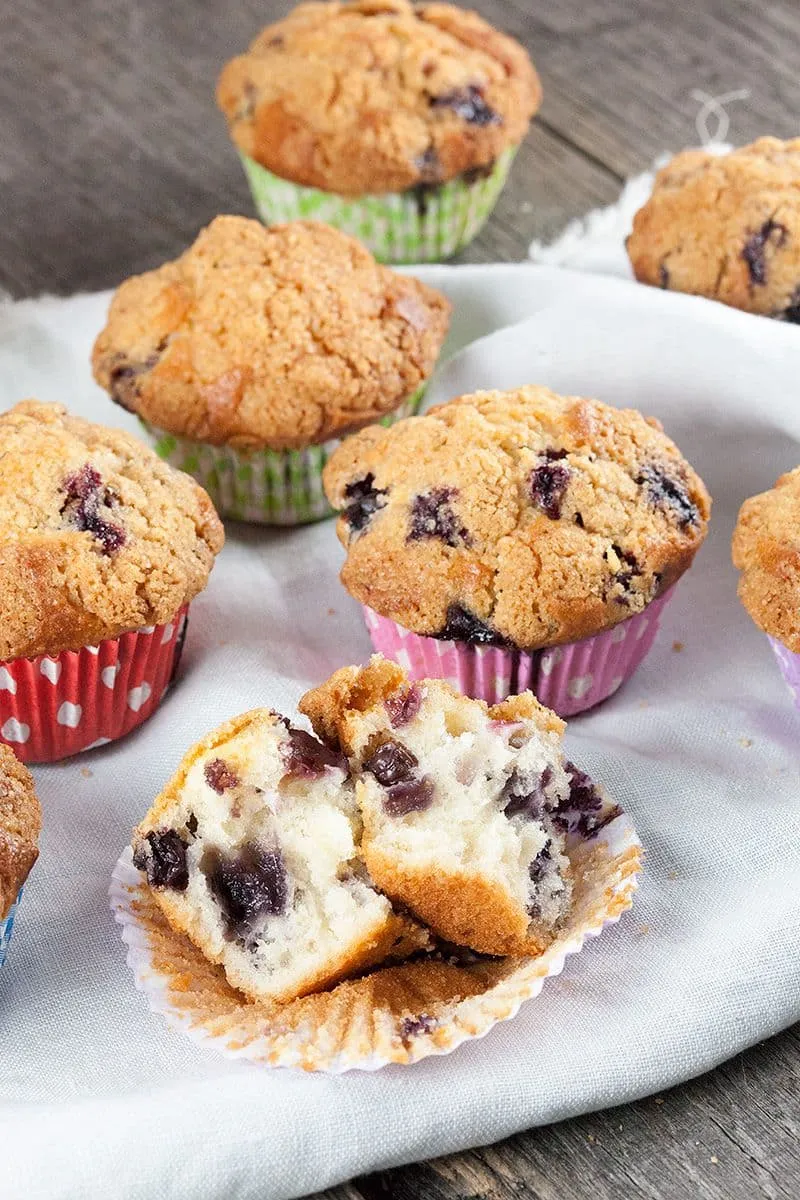 Karnemelk en blauwe bessen muffins