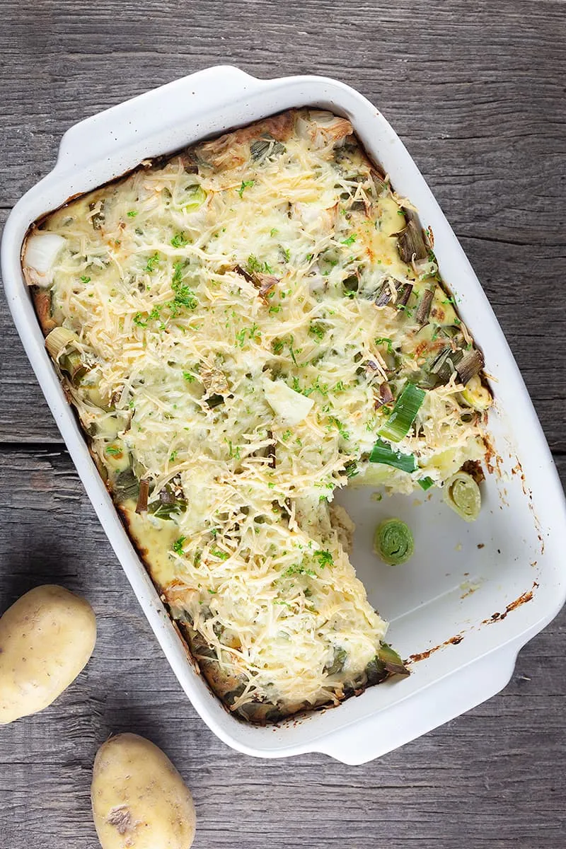Aardappel prei ovenschotel