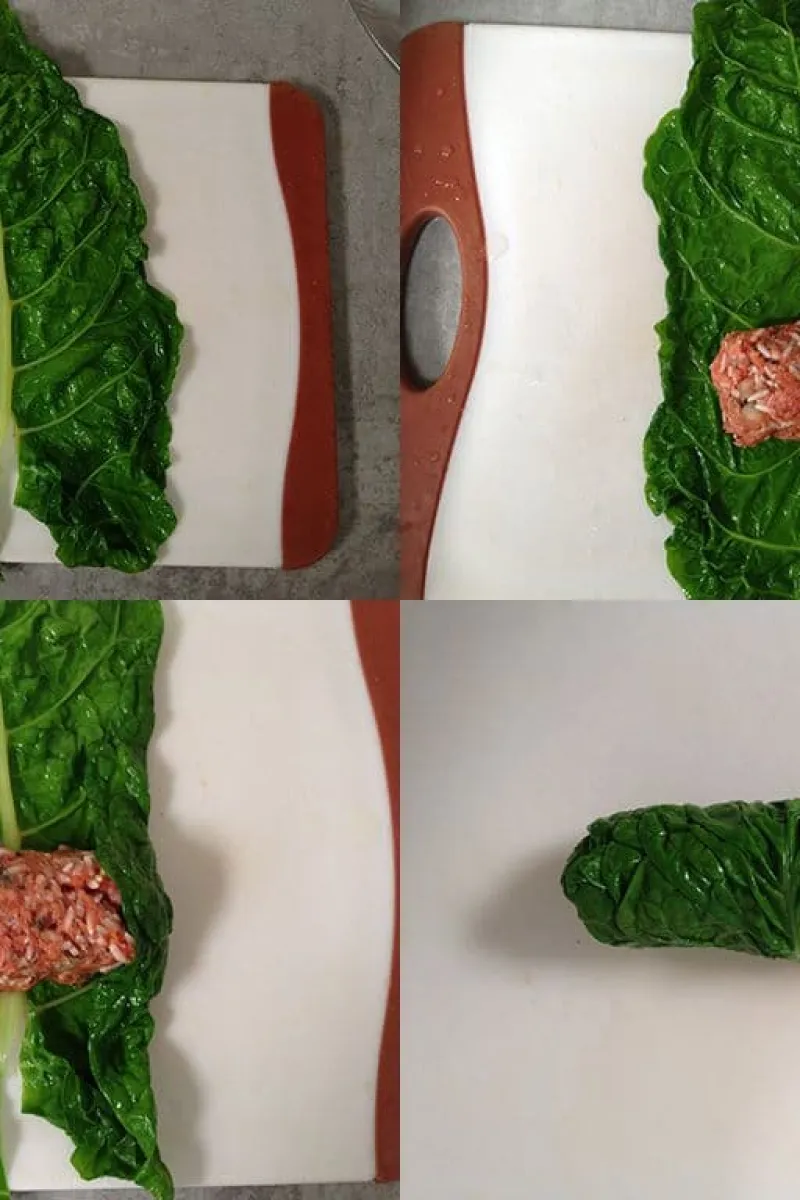 Sarma van snijbiet vouwen