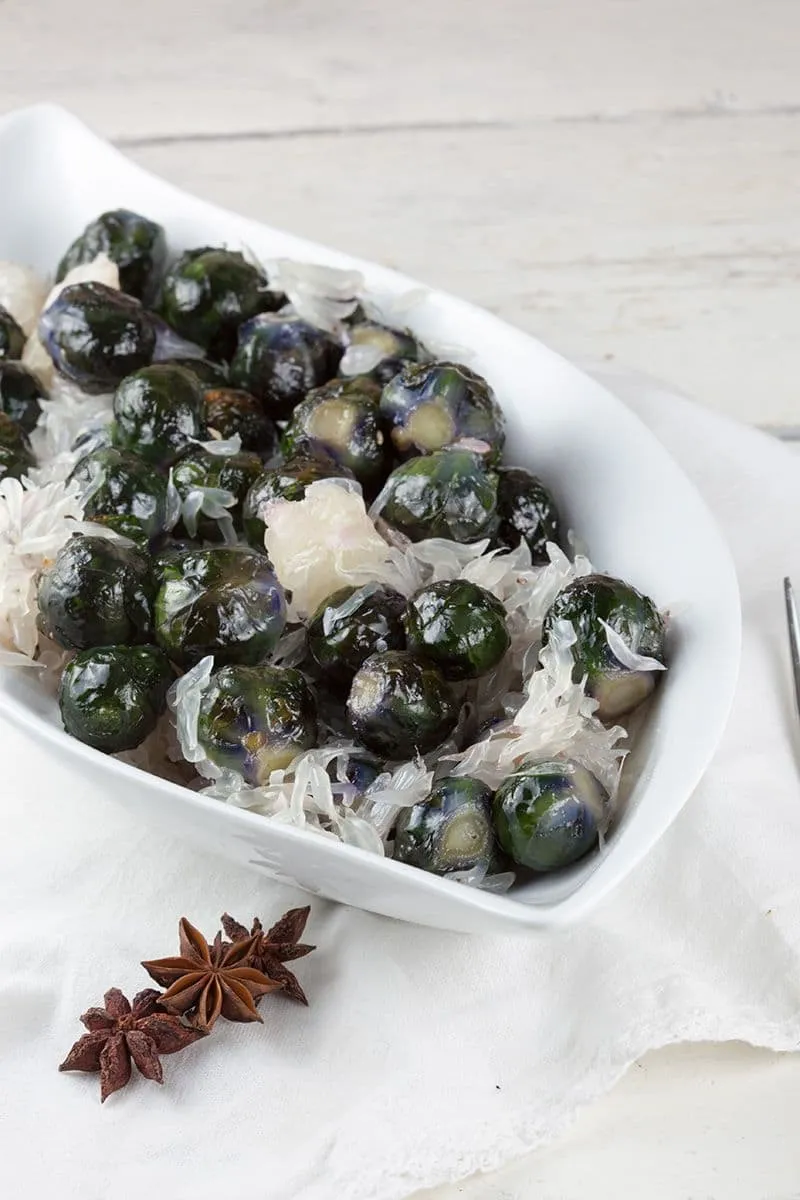 Paarse spruitjes met pomelo uit de oven