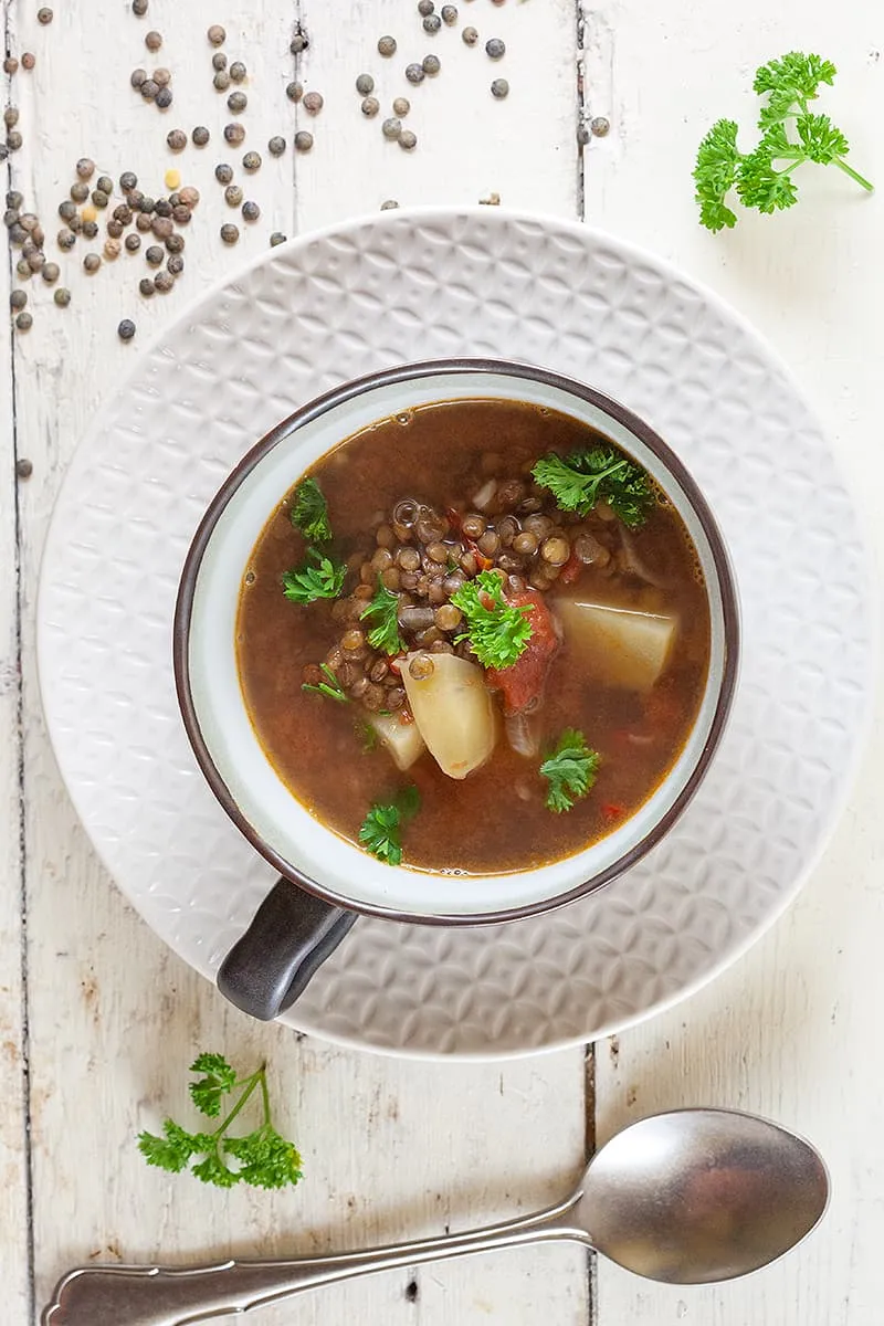 Linzensoep met aardappel