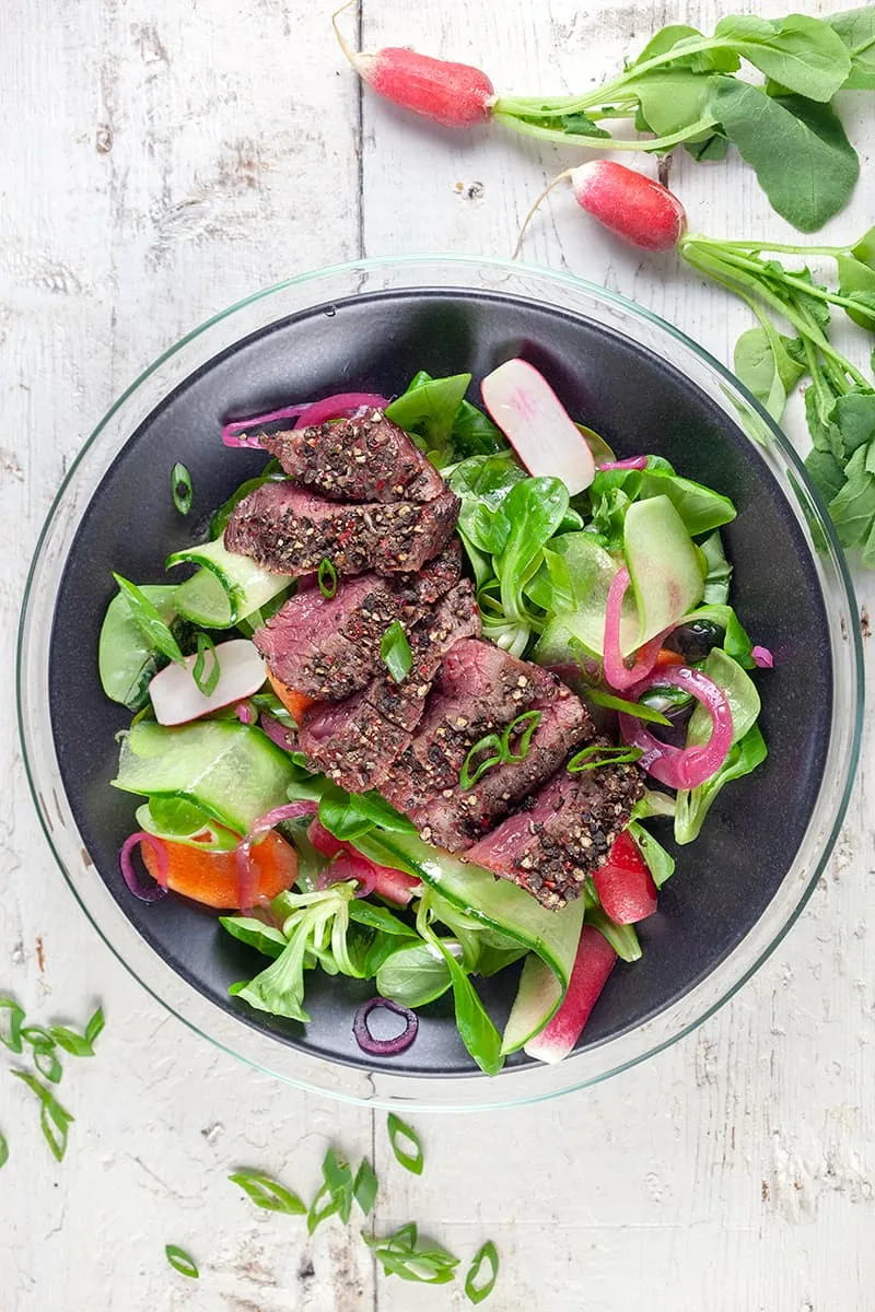 Pepersteak salade