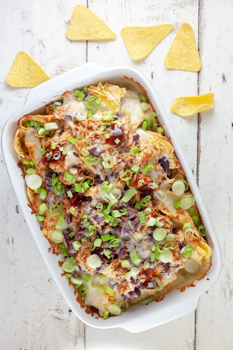 Tortilla ovenschotel met pulled chicken