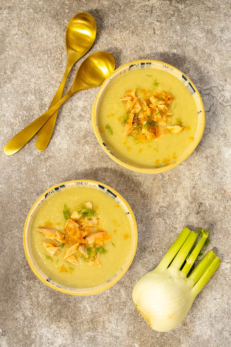 Venkelsoep met zalm
