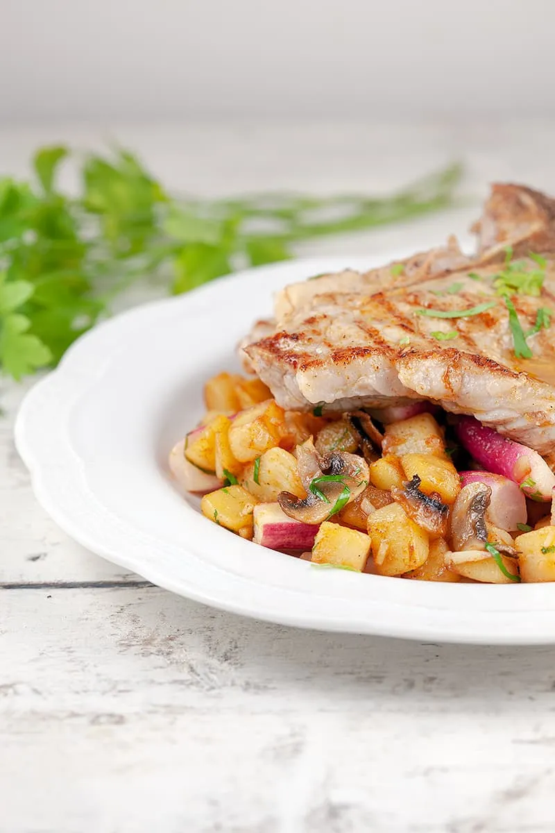 Aardappel-radijs roerbak met kalfsvlees