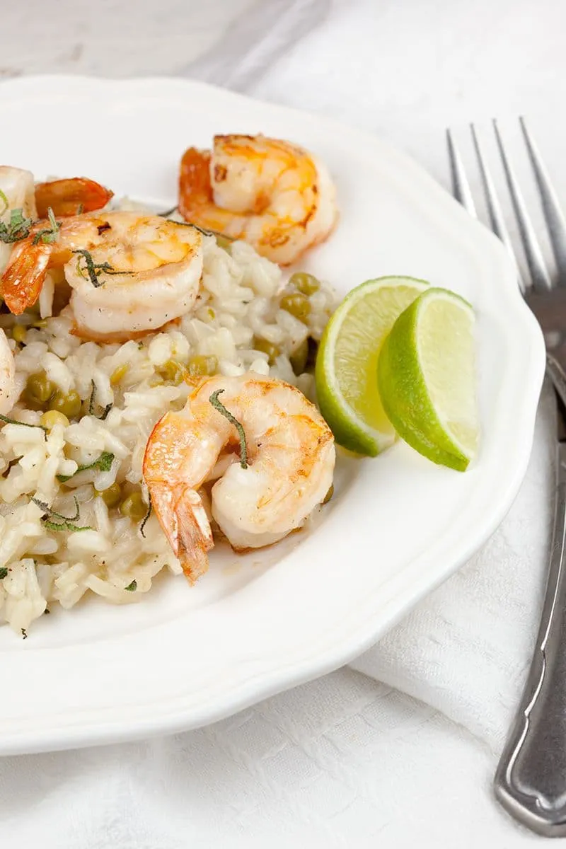 Risotto met erwtjes en gamba’s