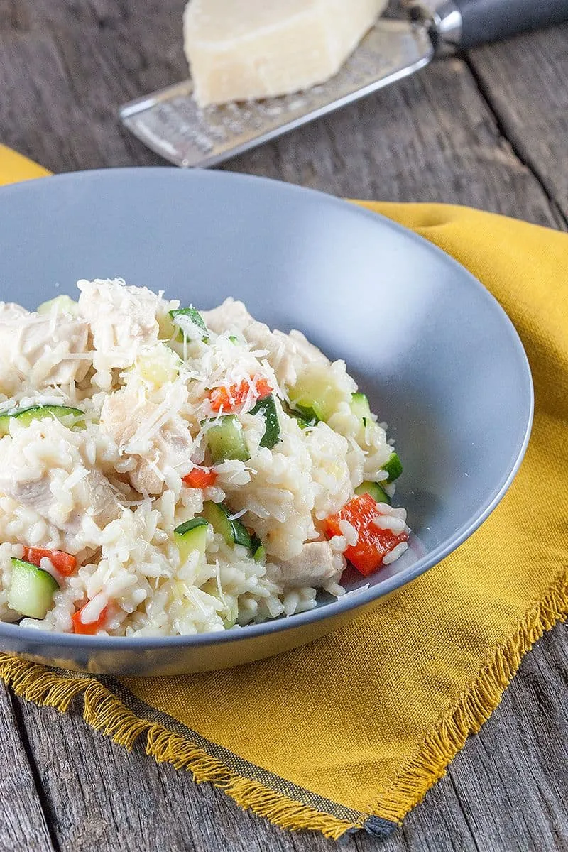 Kazige risotto met kip en courgette