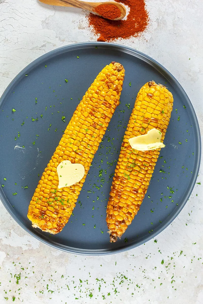 Maiskolven uit de airfryer