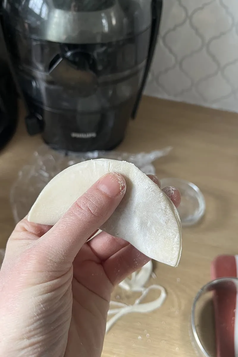 Gyoza met kip vouwen - stap 1