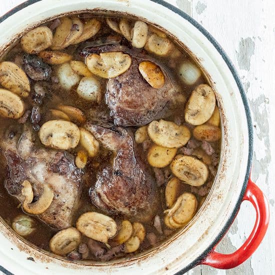 Coq au vin op klassieke wijze
