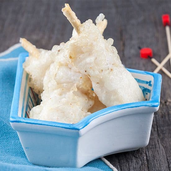 Tempura pangasius spiesjes