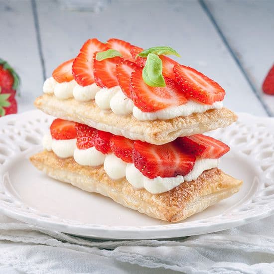Aardbeien millefeuille